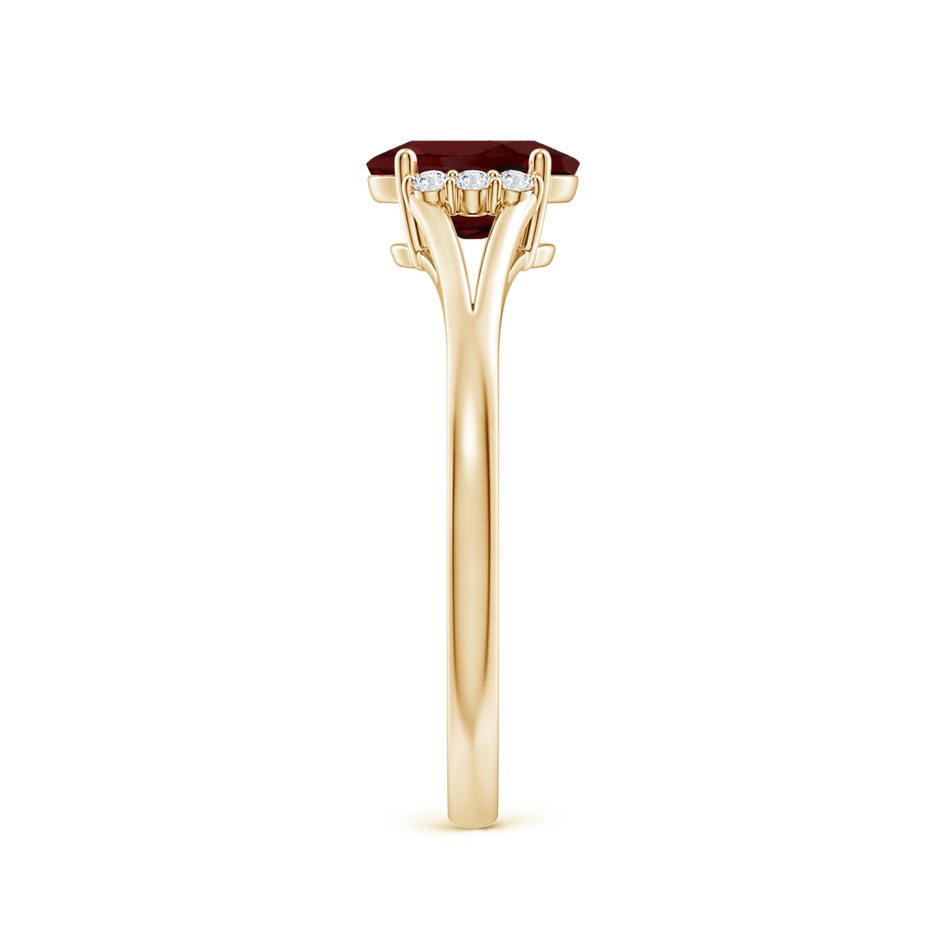 7x5mm AAA Oval Garnet with Round Diamond Collar Solitaire Ring in Yellow Gold side 299