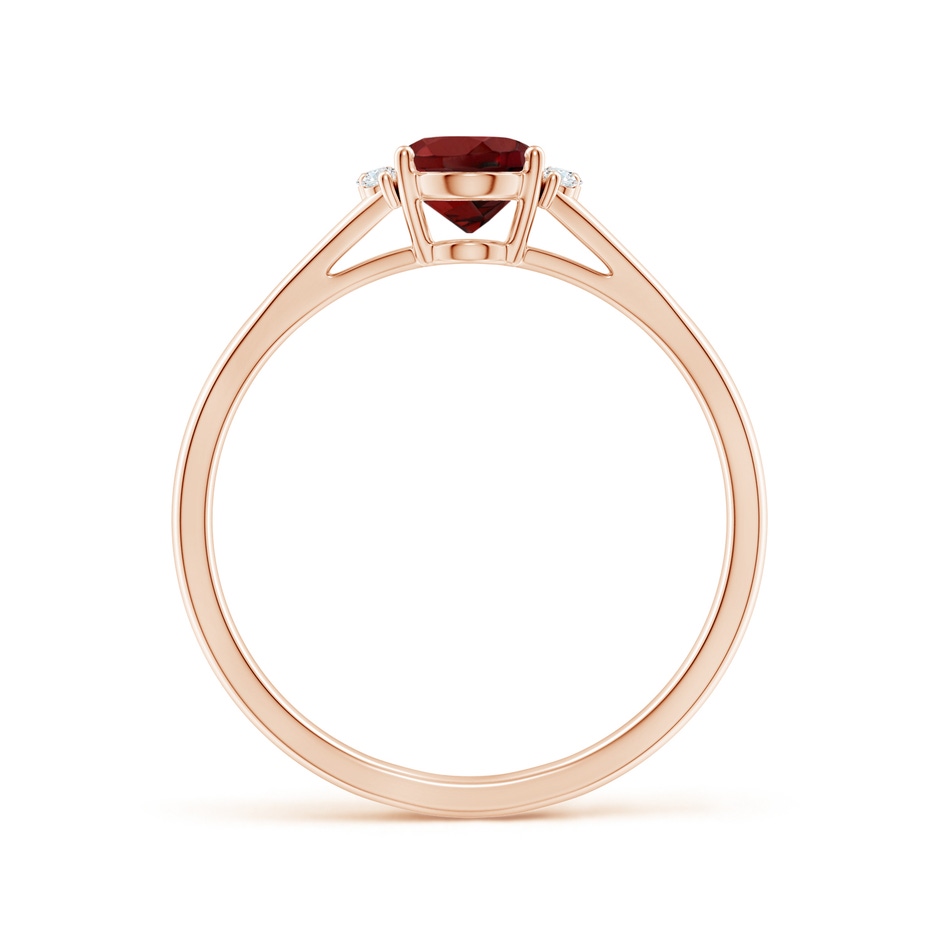 7x5mm AAAA Oval Garnet with Round Diamond Collar Solitaire Ring in Rose Gold side-1