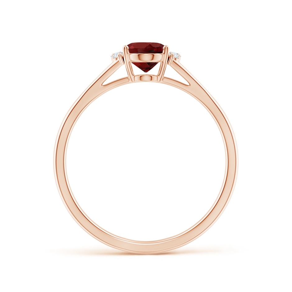 7x5mm AAAA Oval Garnet with Round Diamond Collar Solitaire Ring in Rose Gold side 199