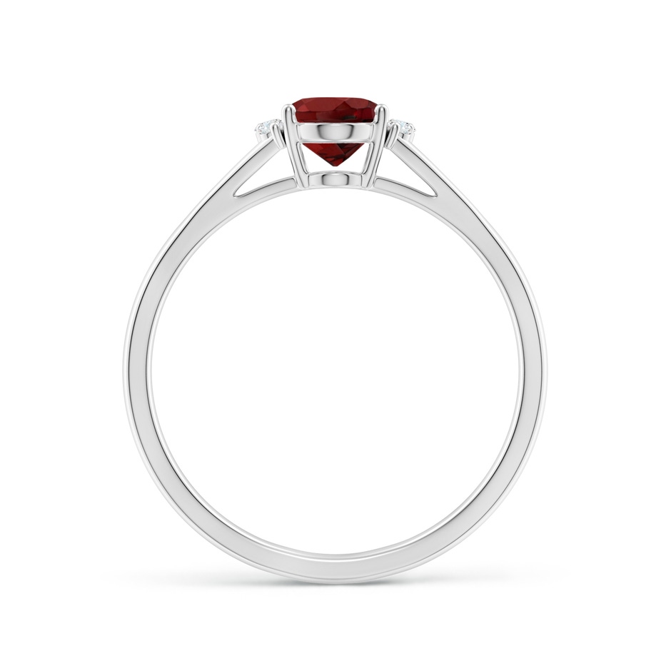 7x5mm AAAA Oval Garnet with Round Diamond Collar Solitaire Ring in White Gold side 199