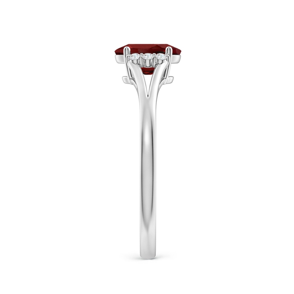7x5mm AAAA Oval Garnet with Round Diamond Collar Solitaire Ring in White Gold side 299