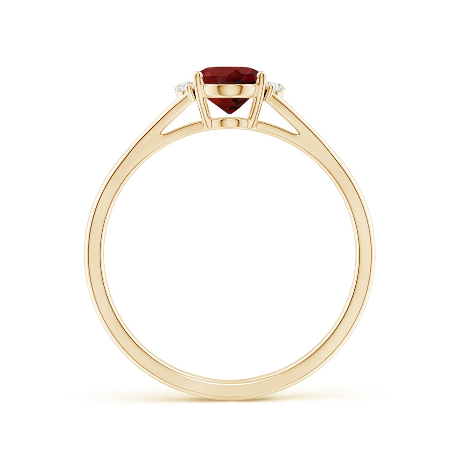 7x5mm AAAA Oval Garnet with Round Diamond Collar Solitaire Ring in Yellow Gold side 199