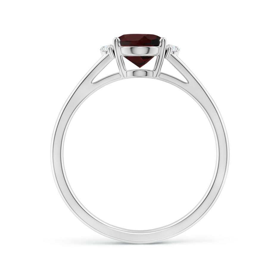 8x6mm A Oval Garnet with Round Diamond Collar Solitaire Ring in P950 Platinum side 199