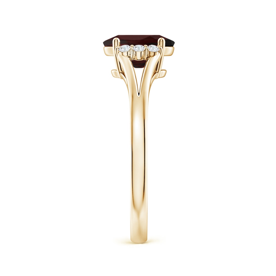 8x6mm A Oval Garnet with Round Diamond Collar Solitaire Ring in Yellow Gold side 299