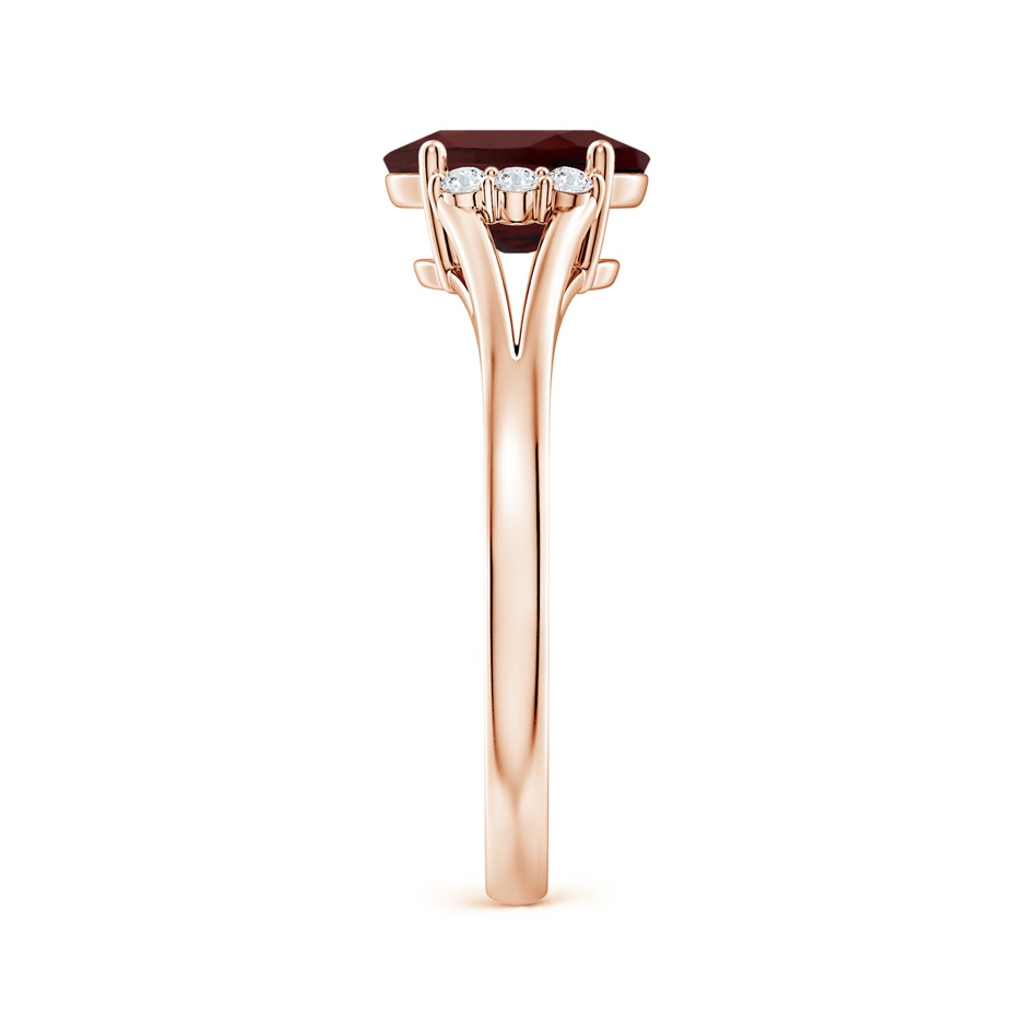 8x6mm AA Oval Garnet with Round Diamond Collar Solitaire Ring in 18K Rose Gold side 299