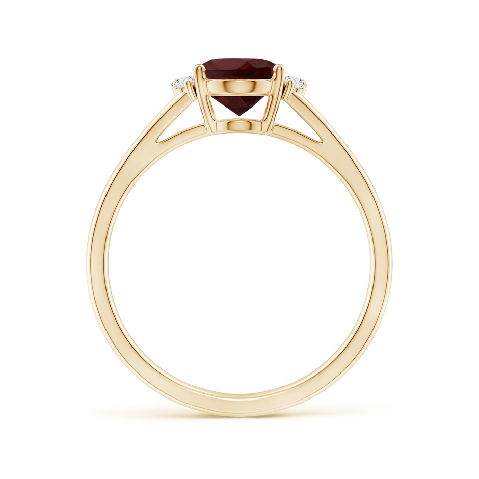 8x6mm AA Oval Garnet with Round Diamond Collar Solitaire Ring in Yellow Gold side 199