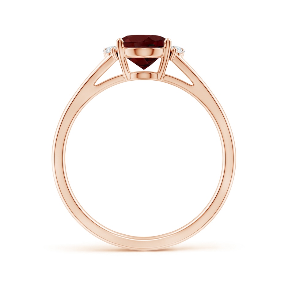 8x6mm AAA Oval Garnet with Round Diamond Collar Solitaire Ring in Rose Gold side 199