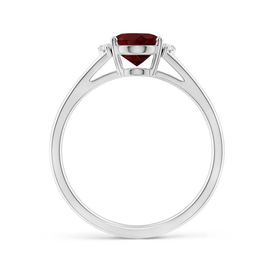 8x6mm AAA Oval Garnet with Round Diamond Collar Solitaire Ring in White Gold side 199