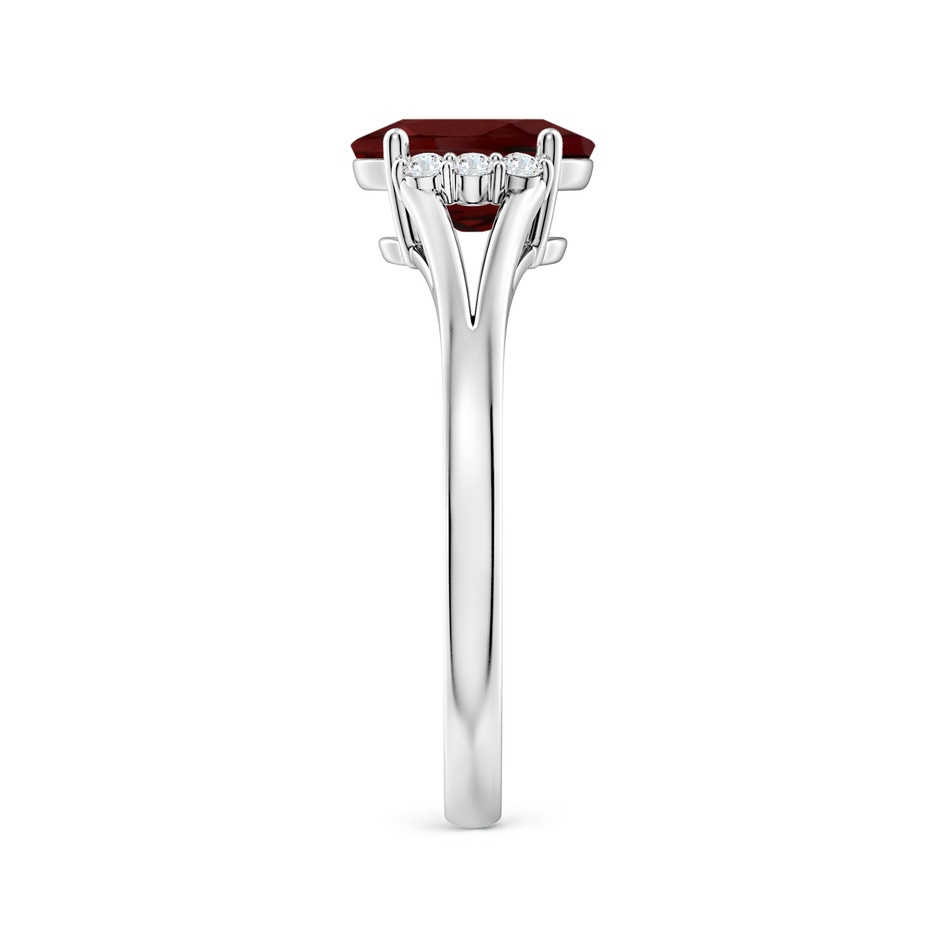 8x6mm AAA Oval Garnet with Round Diamond Collar Solitaire Ring in White Gold side 299