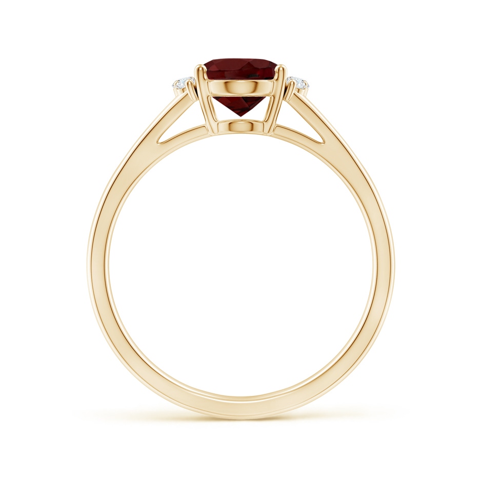 8x6mm AAA Oval Garnet with Round Diamond Collar Solitaire Ring in Yellow Gold side 199