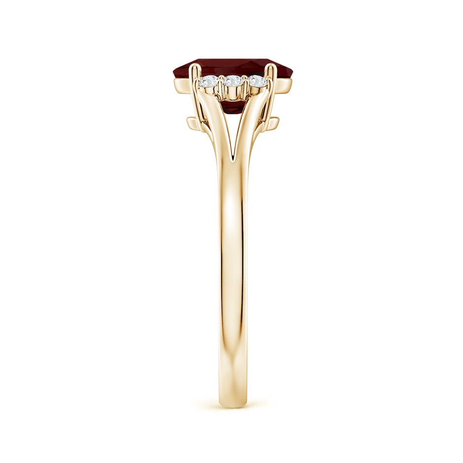 8x6mm AAA Oval Garnet with Round Diamond Collar Solitaire Ring in Yellow Gold side 299