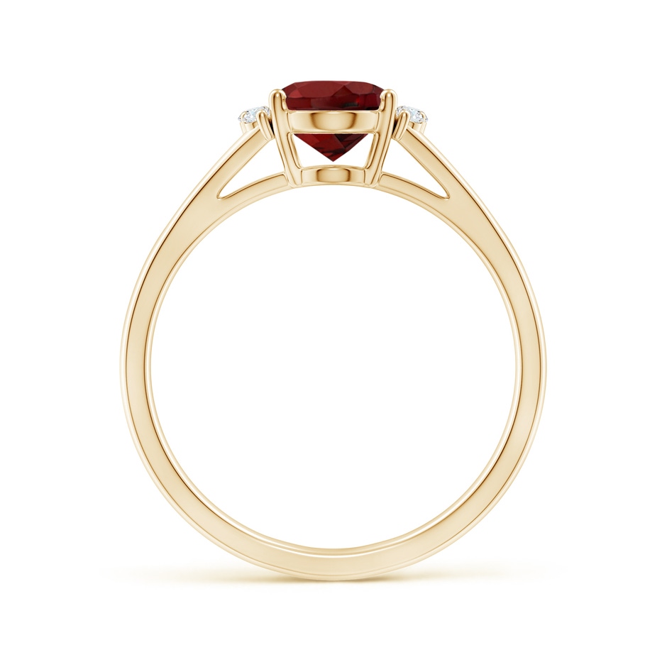 8x6mm AAAA Oval Garnet with Round Diamond Collar Solitaire Ring in 18K Yellow Gold side 199