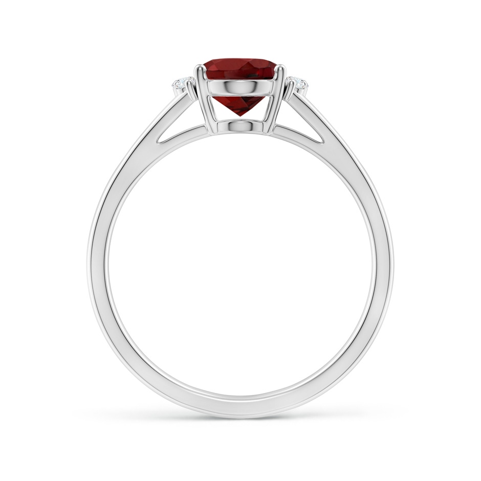 8x6mm AAAA Oval Garnet with Round Diamond Collar Solitaire Ring in P950 Platinum side 199