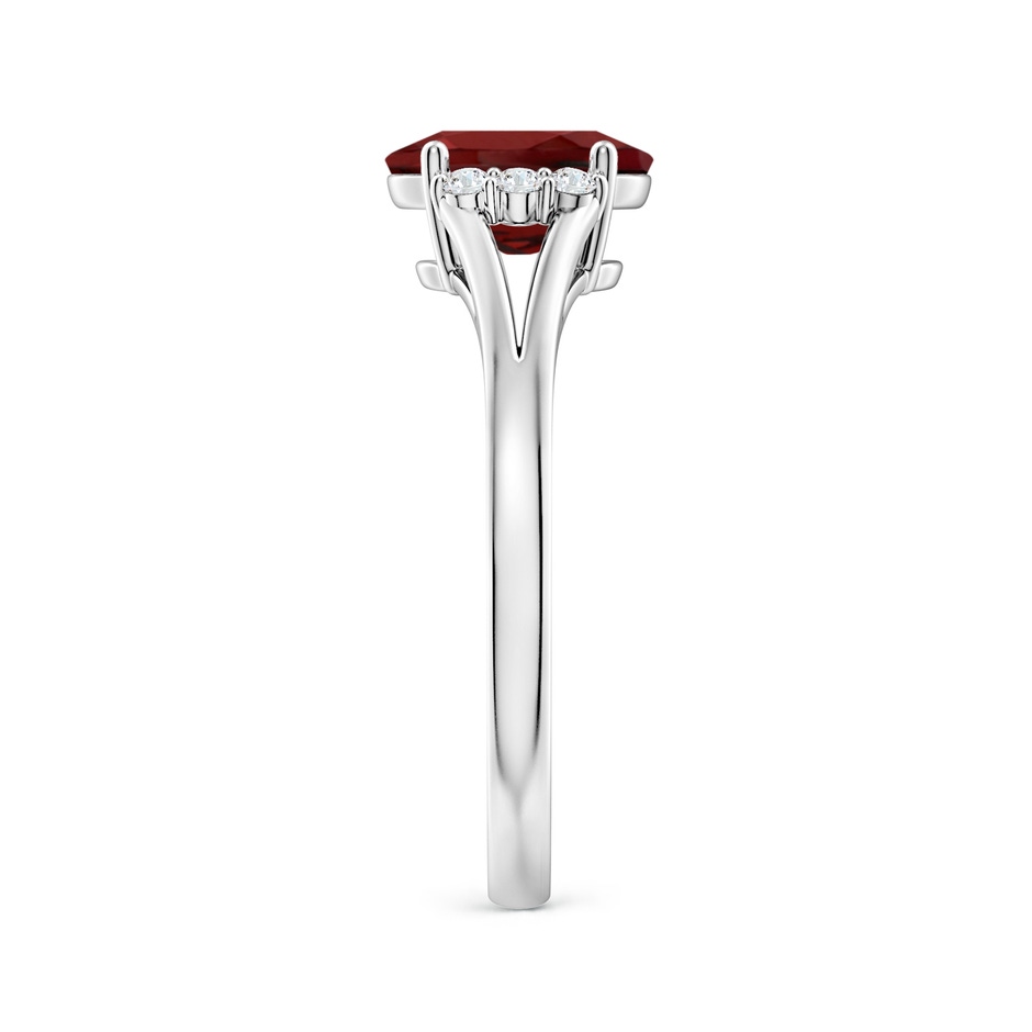 8x6mm AAAA Oval Garnet with Round Diamond Collar Solitaire Ring in P950 Platinum side 299