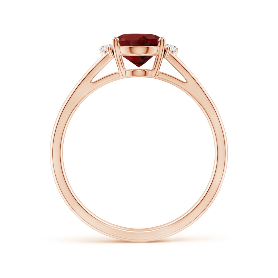 8x6mm AAAA Oval Garnet with Round Diamond Collar Solitaire Ring in Rose Gold side 199