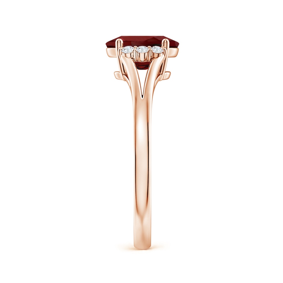 8x6mm AAAA Oval Garnet with Round Diamond Collar Solitaire Ring in Rose Gold side 299