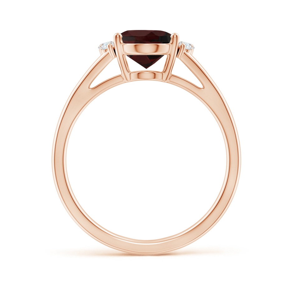 9x7mm A Oval Garnet with Round Diamond Collar Solitaire Ring in 18K Rose Gold side 199