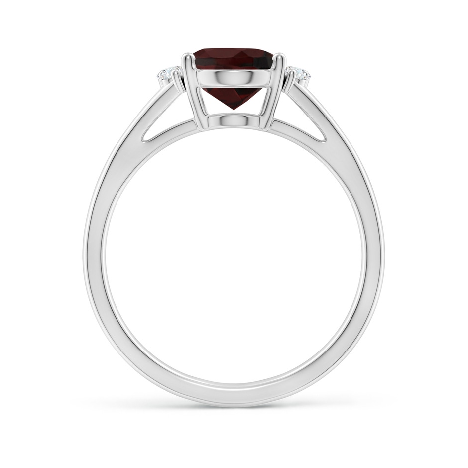 9x7mm A Oval Garnet with Round Diamond Collar Solitaire Ring in P950 Platinum side 199