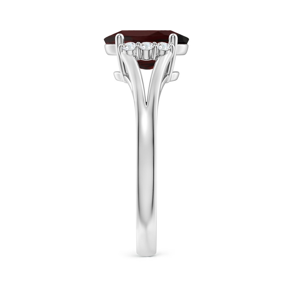 9x7mm A Oval Garnet with Round Diamond Collar Solitaire Ring in White Gold side 299
