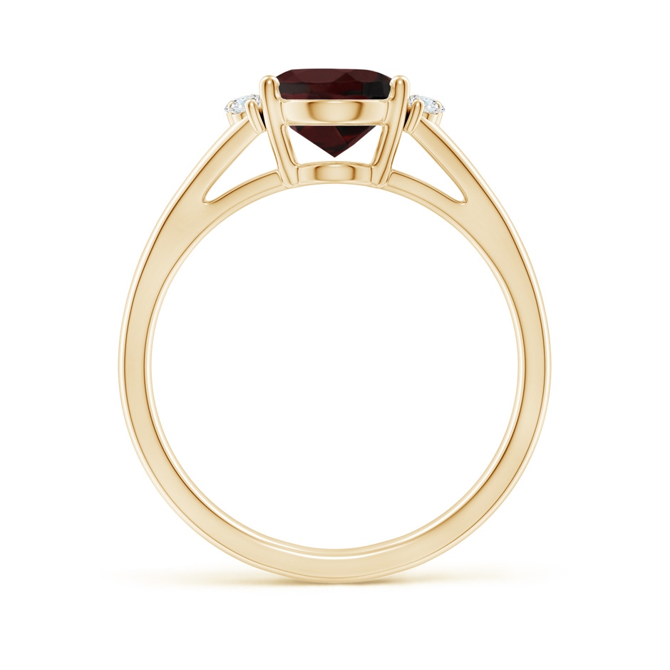 9x7mm A Oval Garnet with Round Diamond Collar Solitaire Ring in Yellow Gold side 199