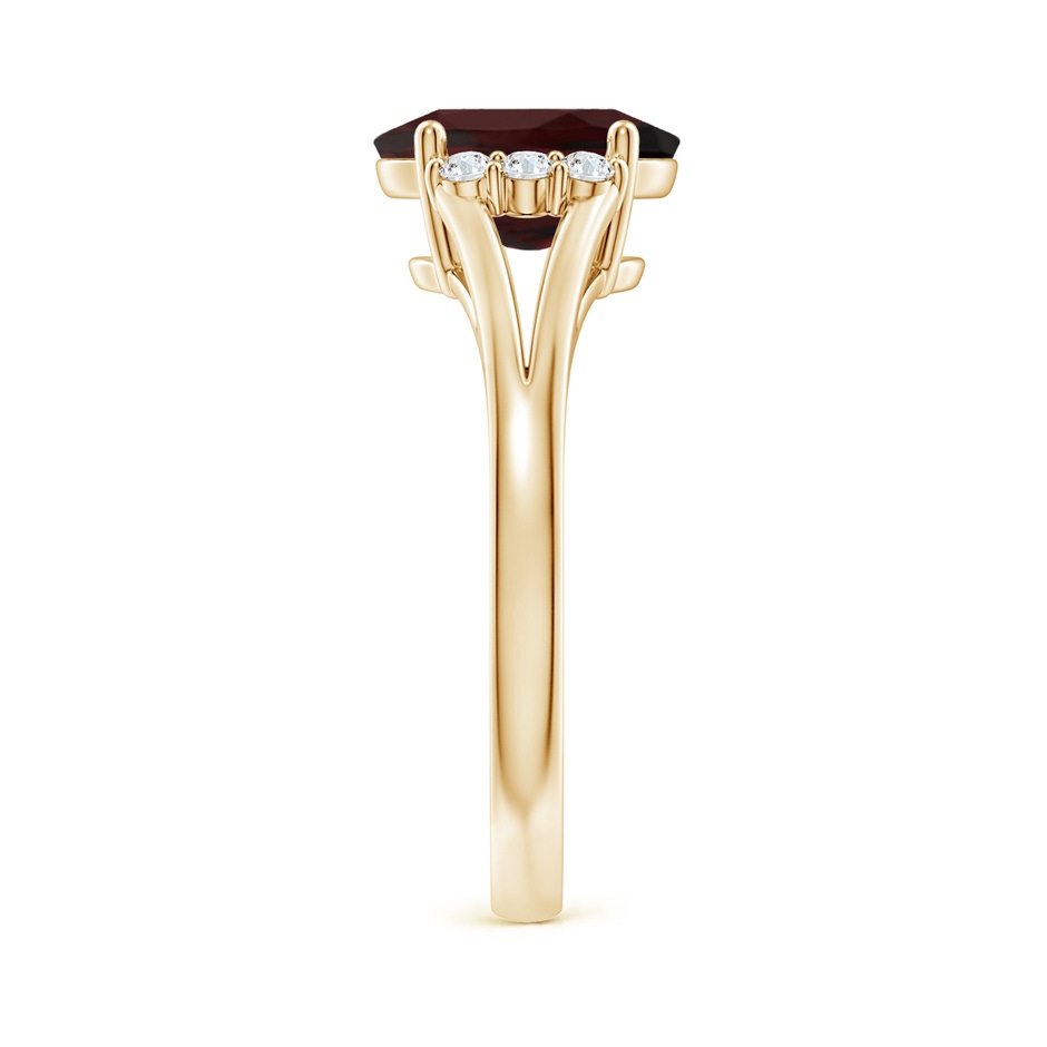9x7mm A Oval Garnet with Round Diamond Collar Solitaire Ring in Yellow Gold side 299