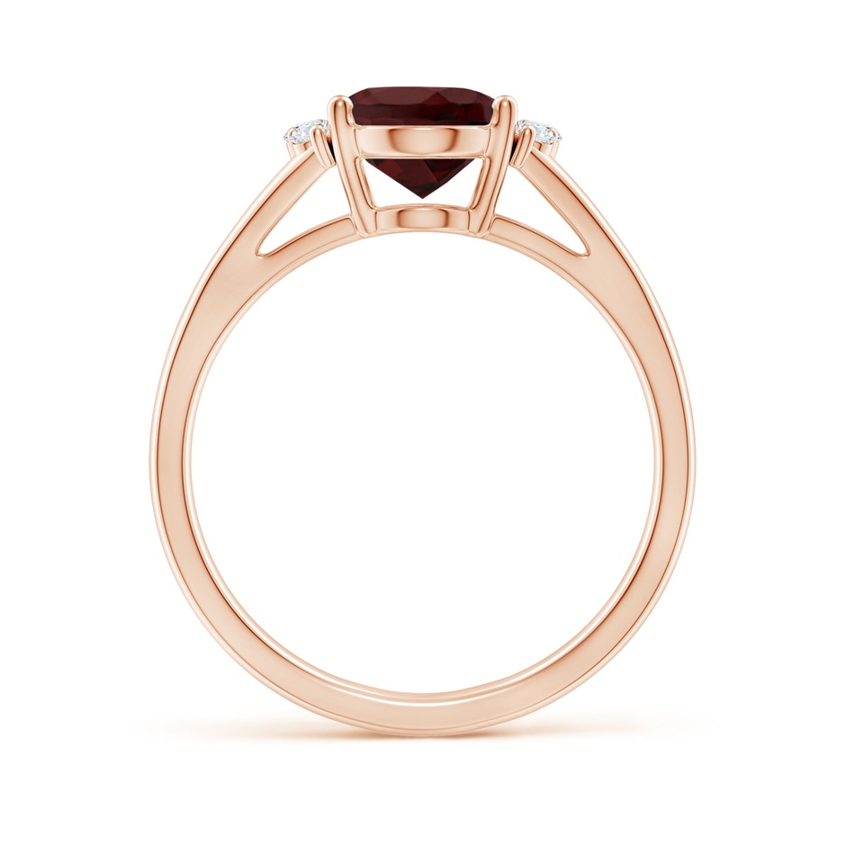 9x7mm AA Oval Garnet with Round Diamond Collar Solitaire Ring in 18K Rose Gold side 199