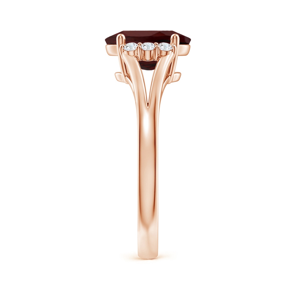 9x7mm AA Oval Garnet with Round Diamond Collar Solitaire Ring in Rose Gold side 299