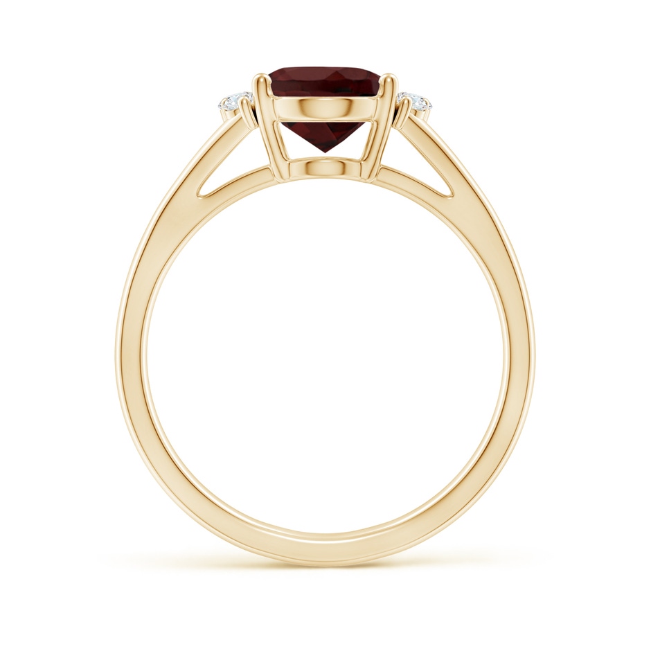 9x7mm AA Oval Garnet with Round Diamond Collar Solitaire Ring in Yellow Gold side 199