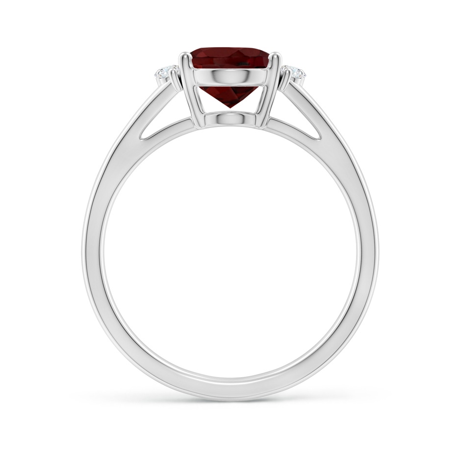 9x7mm AAA Oval Garnet with Round Diamond Collar Solitaire Ring in 18K White Gold side 199