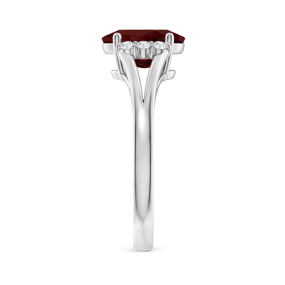 9x7mm AAA Oval Garnet with Round Diamond Collar Solitaire Ring in 18K White Gold side 299
