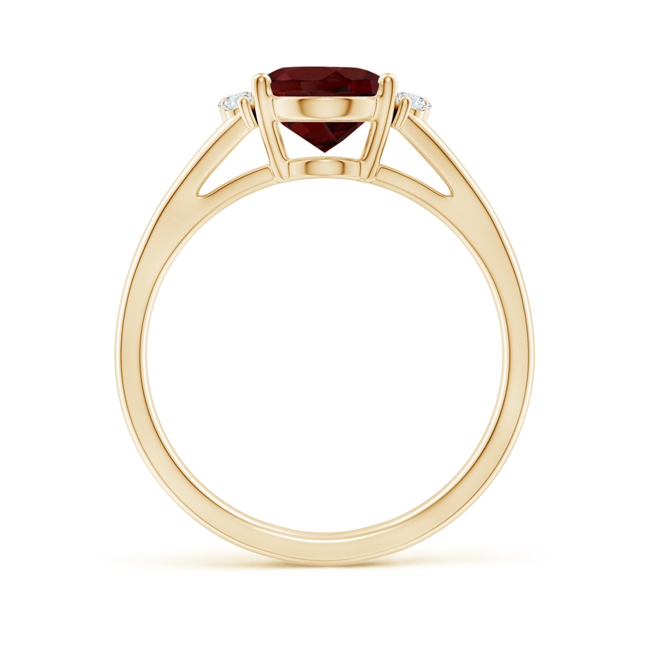 9x7mm AAA Oval Garnet with Round Diamond Collar Solitaire Ring in 18K Yellow Gold side 199