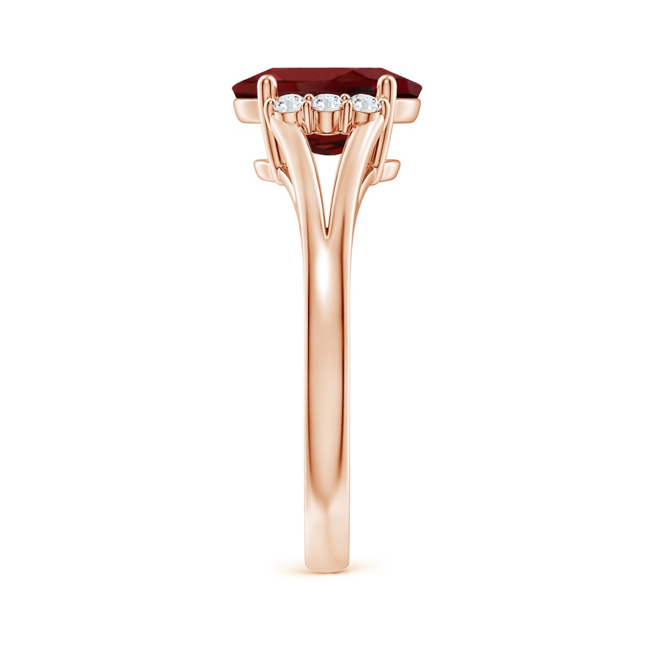 9x7mm AAAA Oval Garnet with Round Diamond Collar Solitaire Ring in Rose Gold side 299