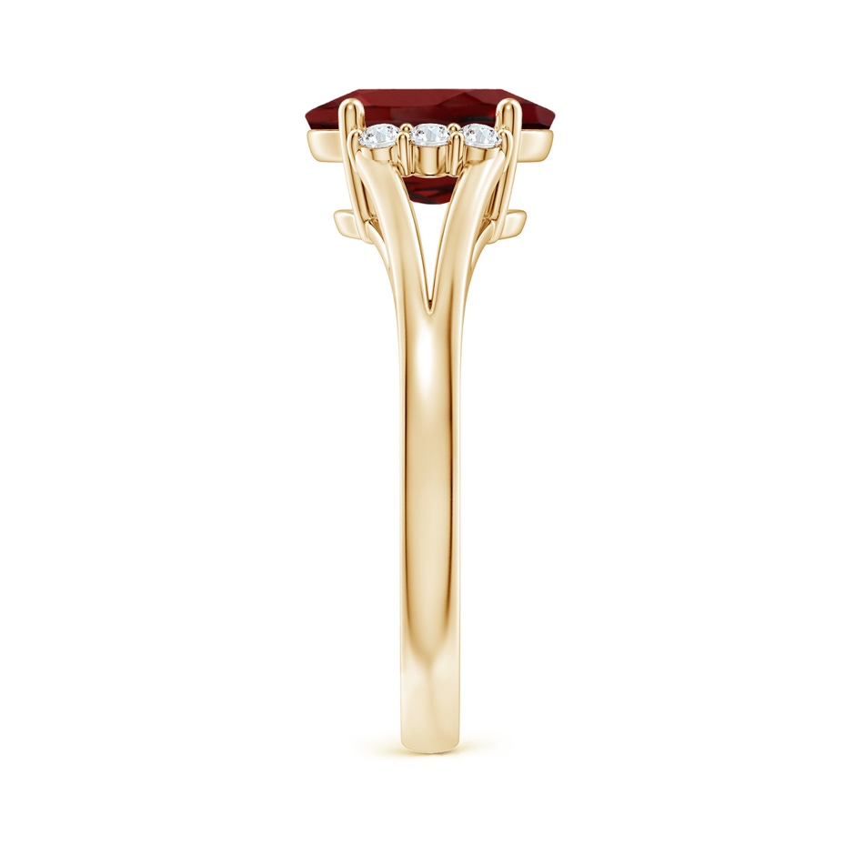 9x7mm AAAA Oval Garnet with Round Diamond Collar Solitaire Ring in Yellow Gold side 299