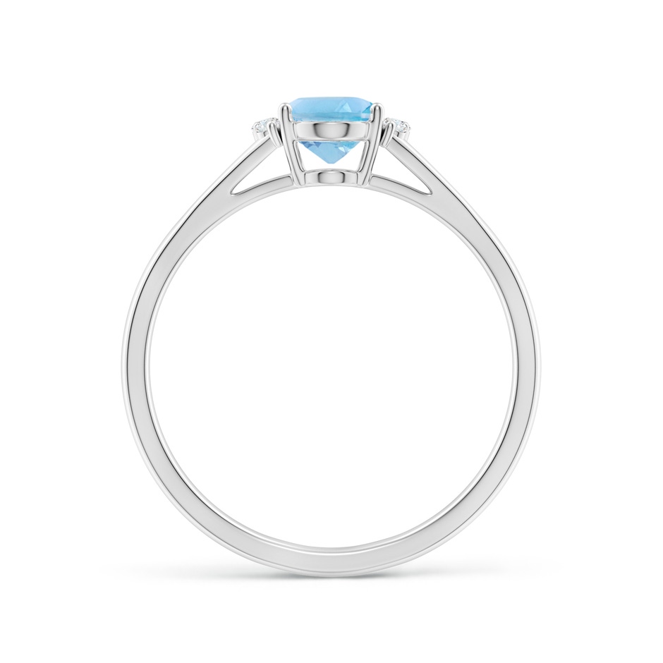 7x5mm A Oval Swiss Blue Topaz with Round Diamond Collar Ring in P950 Platinum side-1
