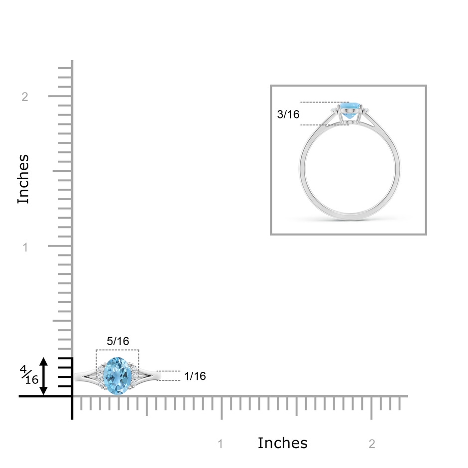 7x5mm A Oval Swiss Blue Topaz with Round Diamond Collar Ring in P950 Platinum ruler