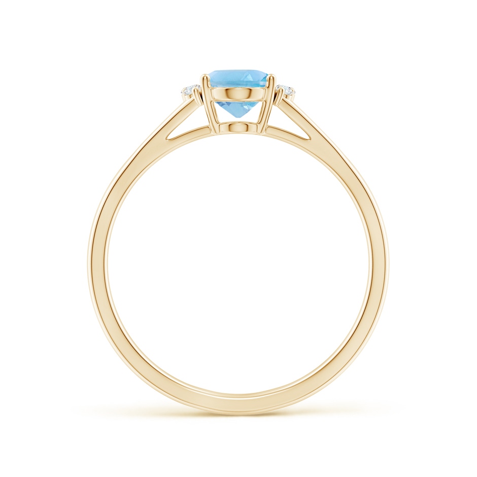 7x5mm A Oval Swiss Blue Topaz with Round Diamond Collar Ring in Yellow Gold side-1