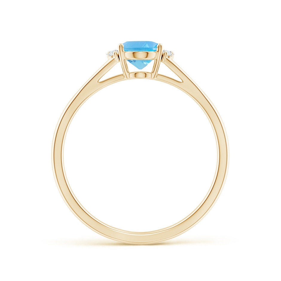 7x5mm AA Oval Swiss Blue Topaz with Round Diamond Collar Ring in Yellow Gold side-1