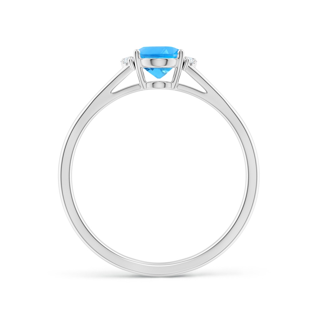 7x5mm AAAA Oval Swiss Blue Topaz with Round Diamond Collar Ring in White Gold Side-1