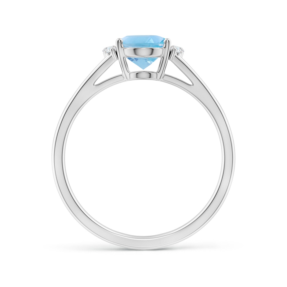 8x6mm A Oval Swiss Blue Topaz with Round Diamond Collar Ring in P950 Platinum side-1