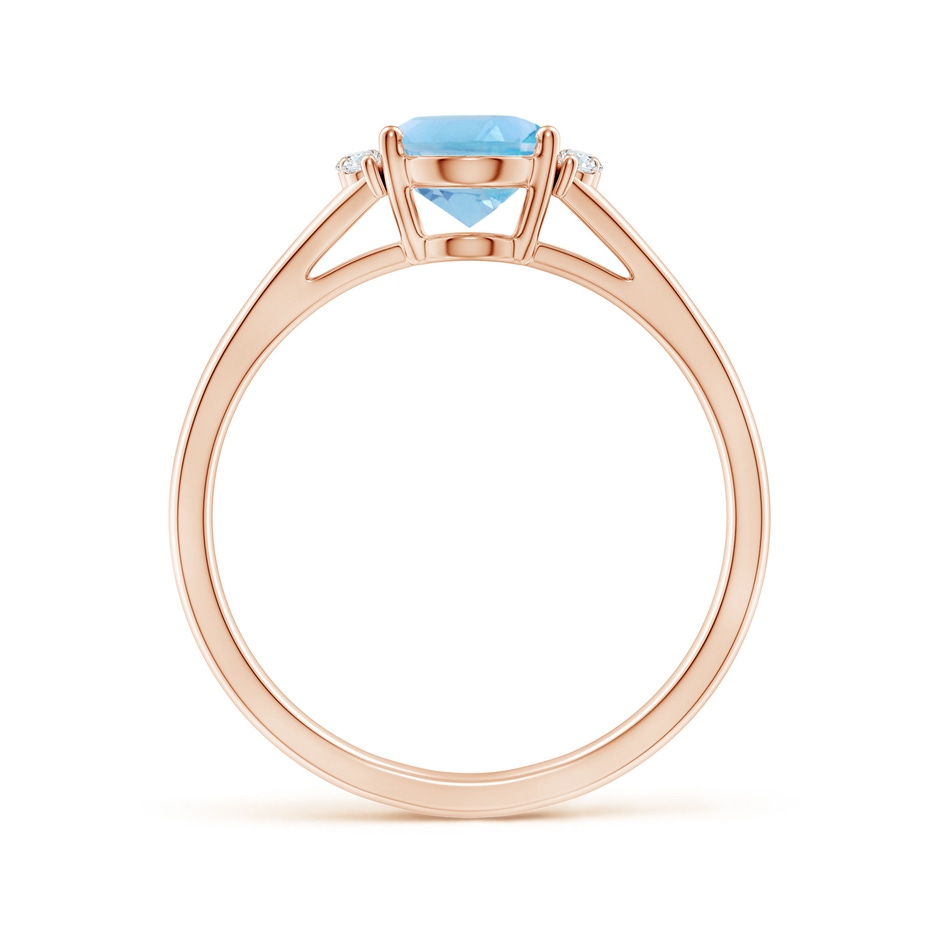 8x6mm A Oval Swiss Blue Topaz with Round Diamond Collar Ring in Rose Gold side-1