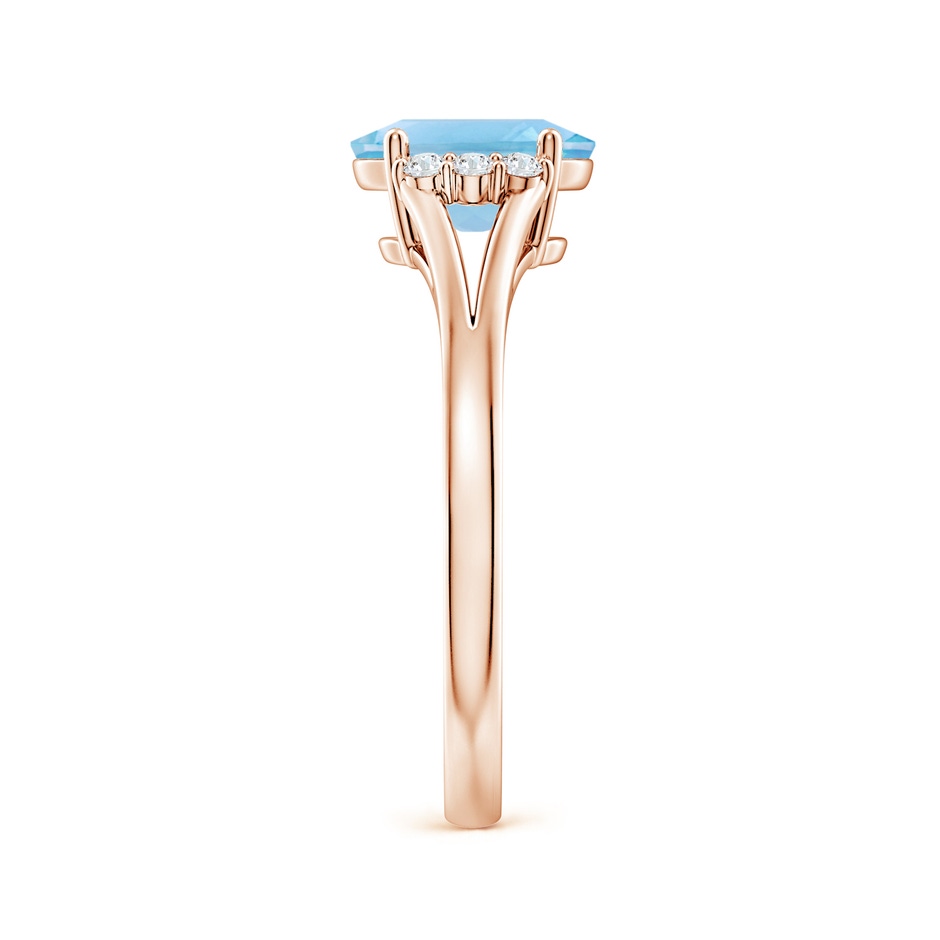 8x6mm A Oval Swiss Blue Topaz with Round Diamond Collar Ring in Rose Gold side-2