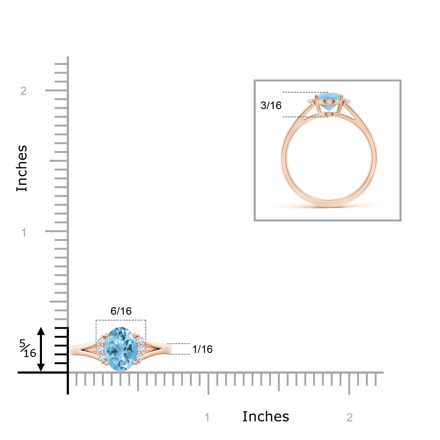 A - Swiss Blue Topaz / 1.58 CT / 14 KT Rose Gold