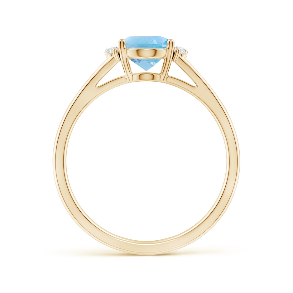 8x6mm A Oval Swiss Blue Topaz with Round Diamond Collar Ring in Yellow Gold side-1