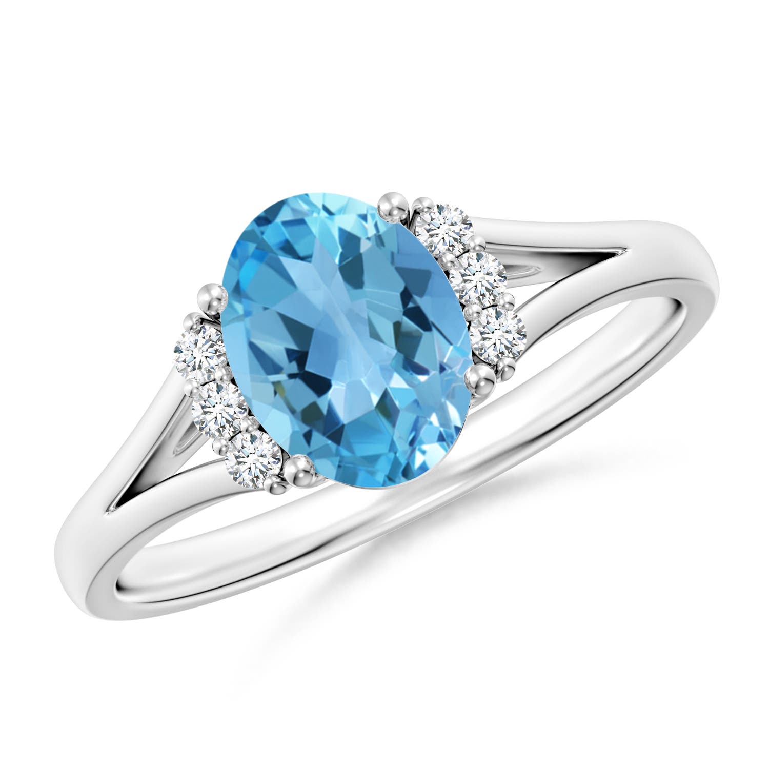 AA - Swiss Blue Topaz / 1.58 CT / 14 KT White Gold