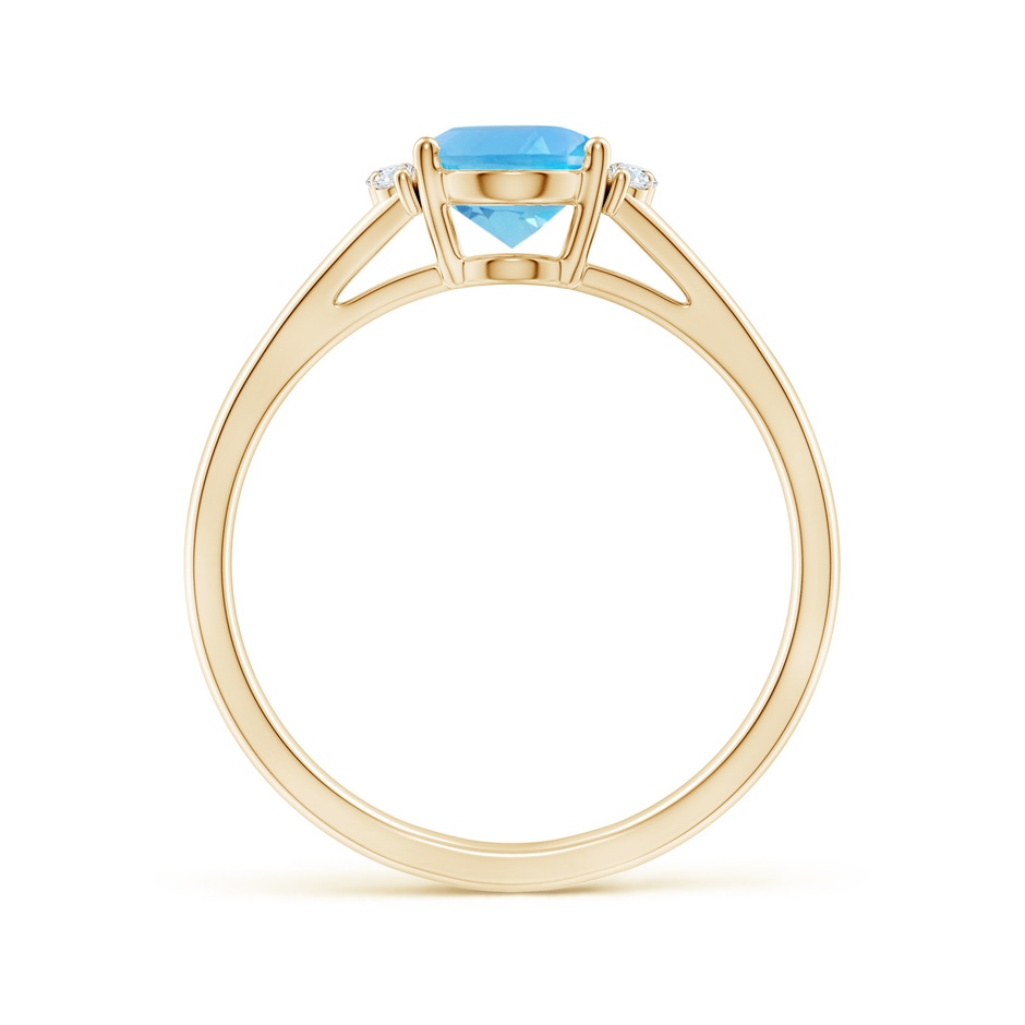 8x6mm AA Oval Swiss Blue Topaz with Round Diamond Collar Ring in Yellow Gold side-1