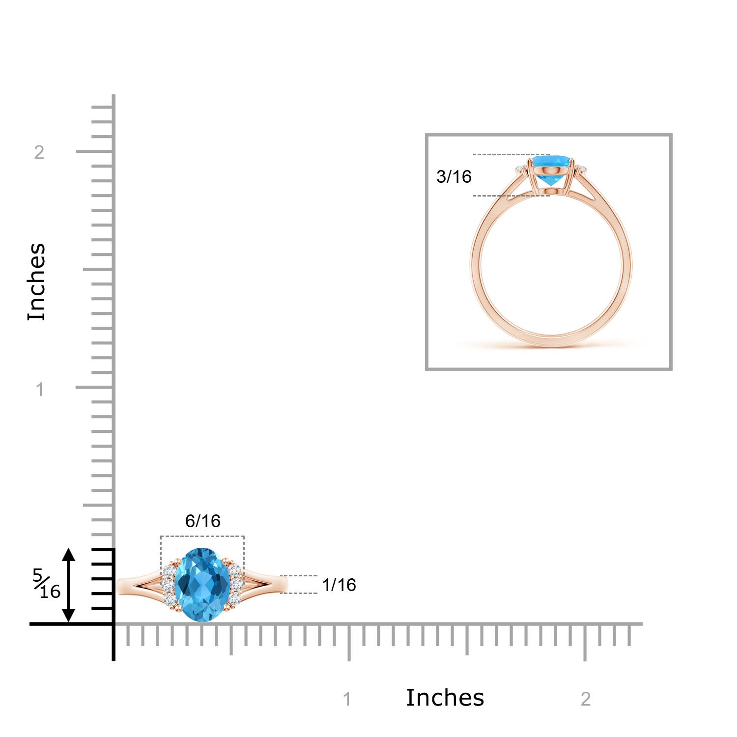 AAA - Swiss Blue Topaz / 1.58 CT / 14 KT Rose Gold