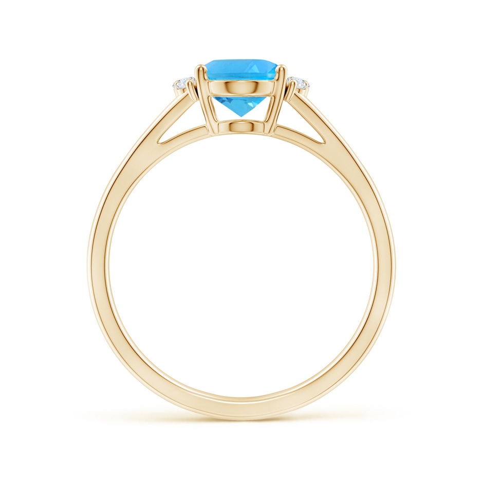 8x6mm AAA Oval Swiss Blue Topaz with Round Diamond Collar Ring in Yellow Gold side-1