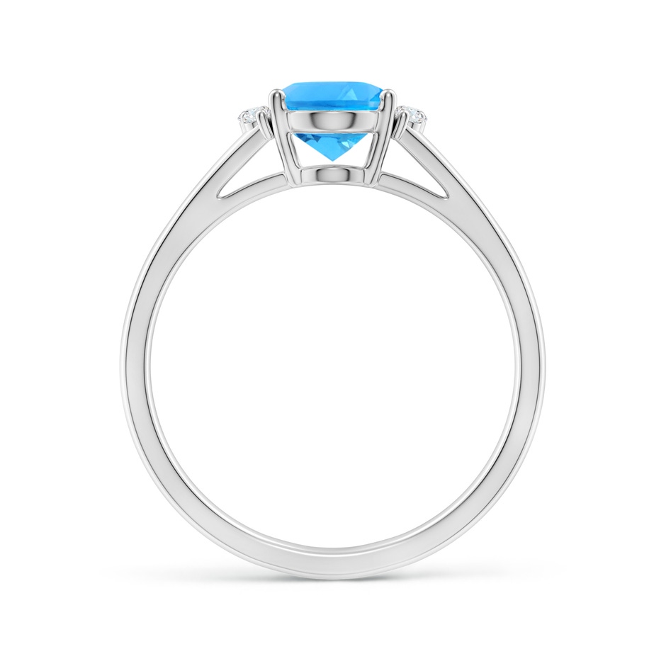 8x6mm AAAA Oval Swiss Blue Topaz with Round Diamond Collar Ring in White Gold side-1