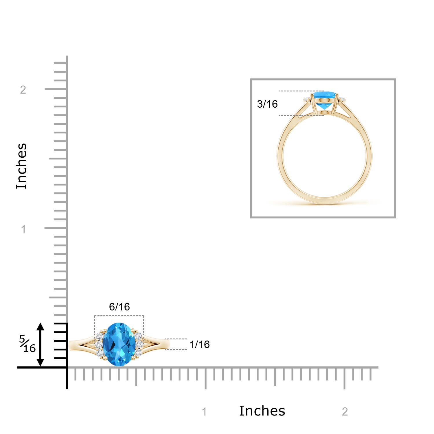 AAAA - Swiss Blue Topaz / 1.58 CT / 14 KT Yellow Gold