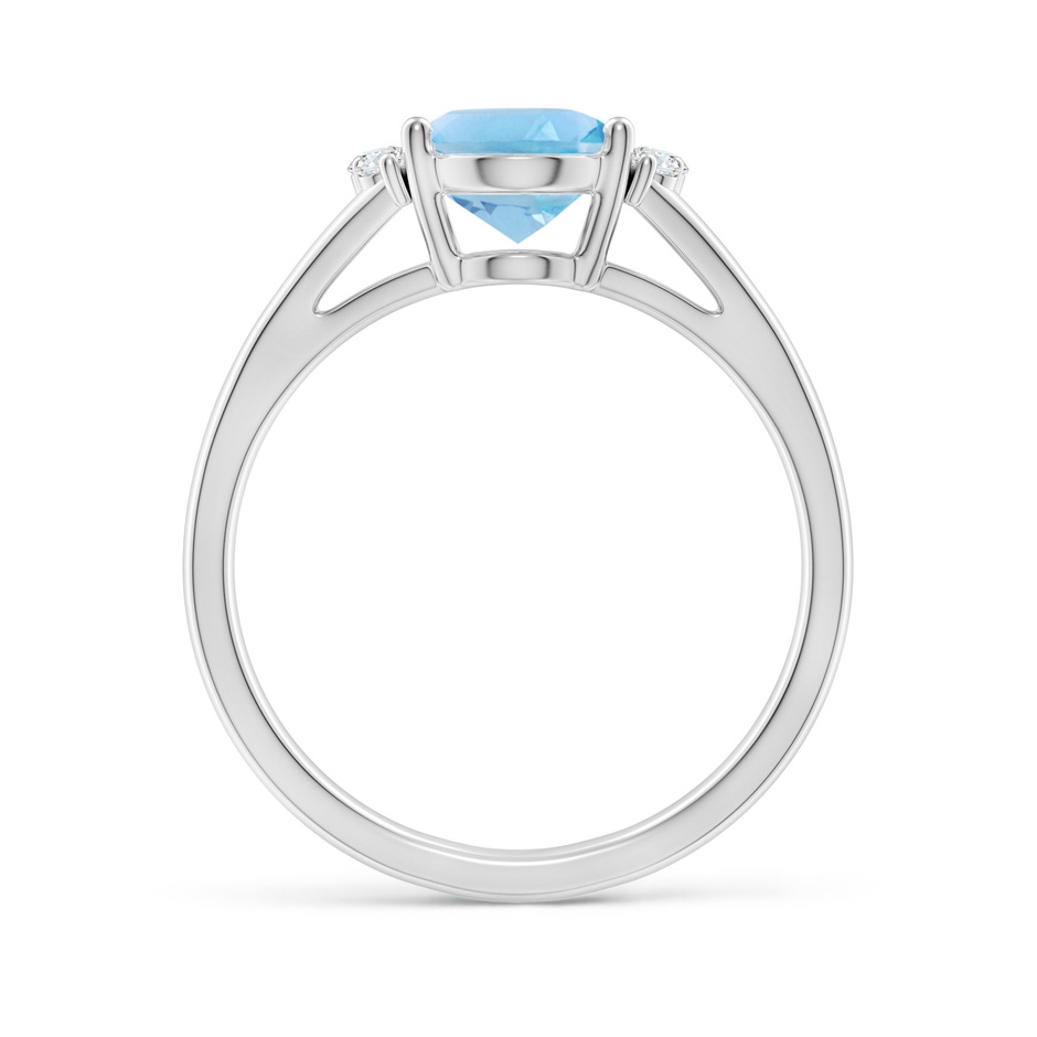 9x7mm A Oval Swiss Blue Topaz with Round Diamond Collar Ring in P950 Platinum side-1